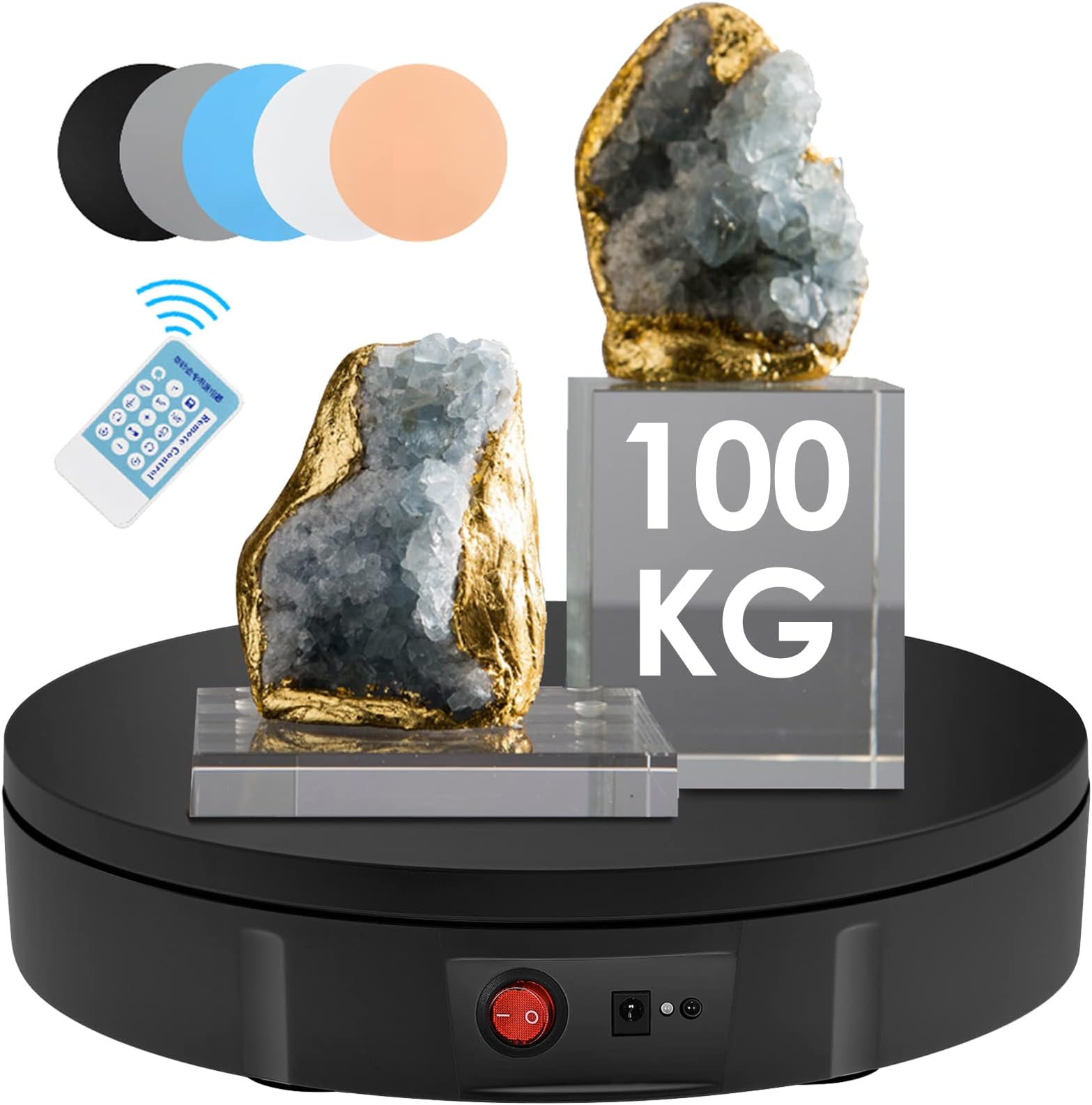 KOSIEJINN Electric Rotating Turntable 30cm, 100kg Load 360° Rotating Display Stand, Speed and Direction Adjustable Rotating Platform for Display Jewelry, Watch, Digital Product