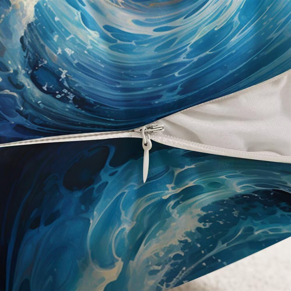 Federe Cuscini Divano 60x60 cm Federe Morbido Copricuscini Blu in Velluto, 2 Pezzi Copri Cuscini per Divano Moderno Quadrati Decorativi Federa Cuscino Onde per Camera da Letto Soggiorno (IU19)
