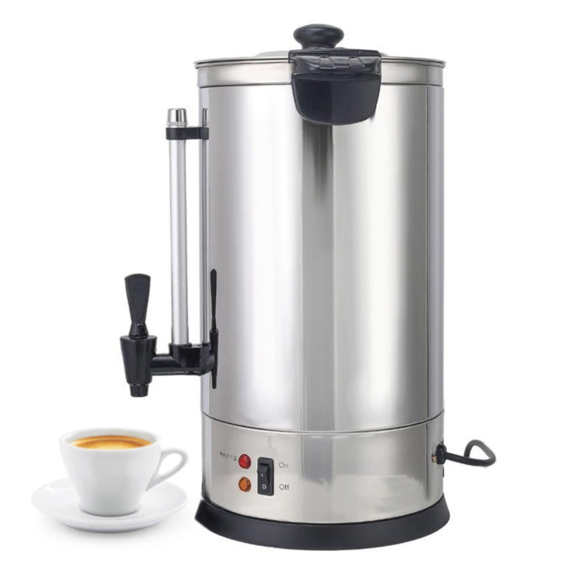 Percolateur à Café Inox 6L – 950W – Machine à Café Professionnelle 40 Tasses – Chauffe Rapide – Robinet Anti-Goutte – Température 90-92°C – Jauge de Niveau – Panier Inclus – Inox Simple Paroi