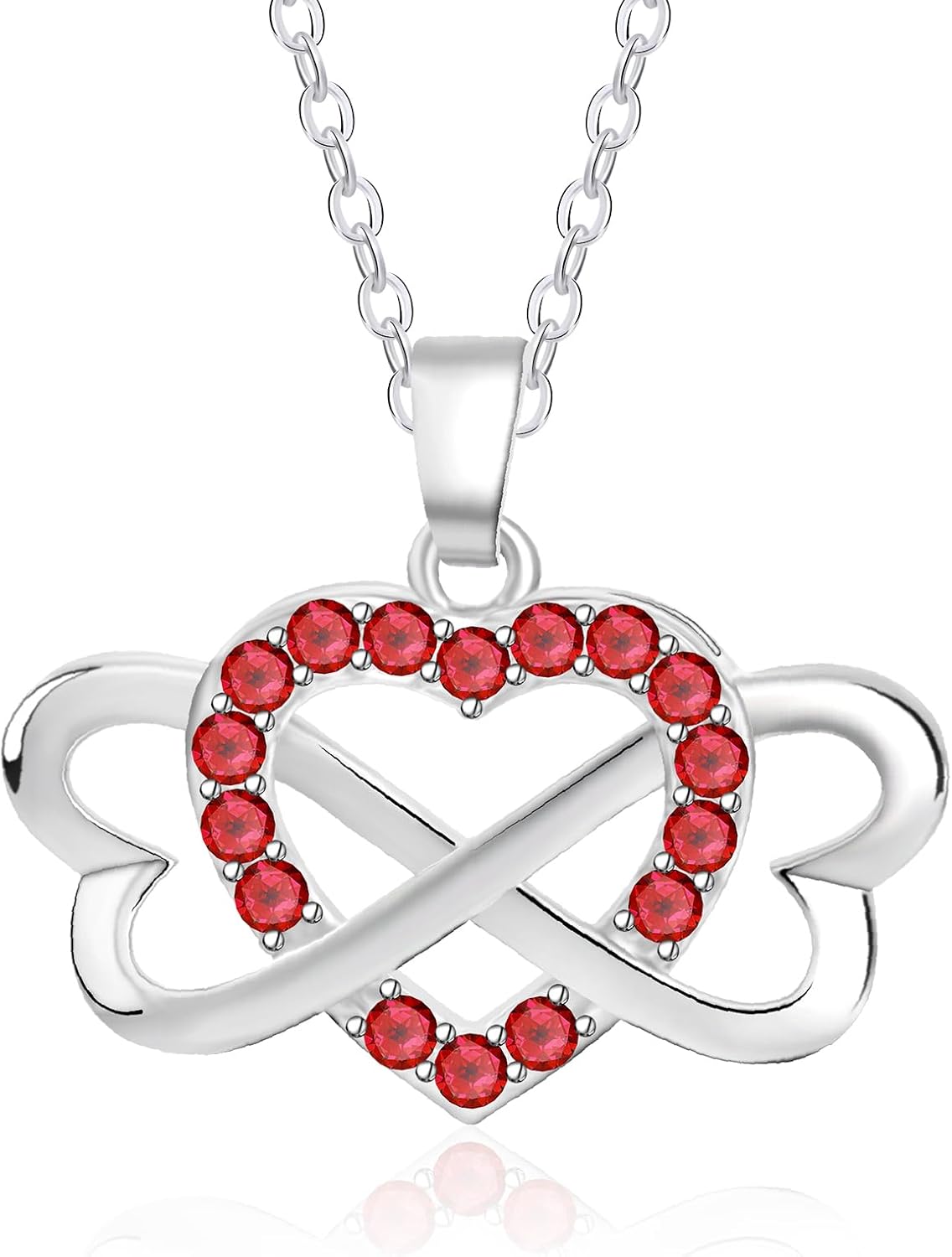 925 Sterling Silver Birthstone Necklace for Women,Infinity Heart Pendant Necklace with Cubic Zirconia and Infinity for Wife, Mom, Girlfriend, Birthday, Anniversary, Valentine's Day Gift