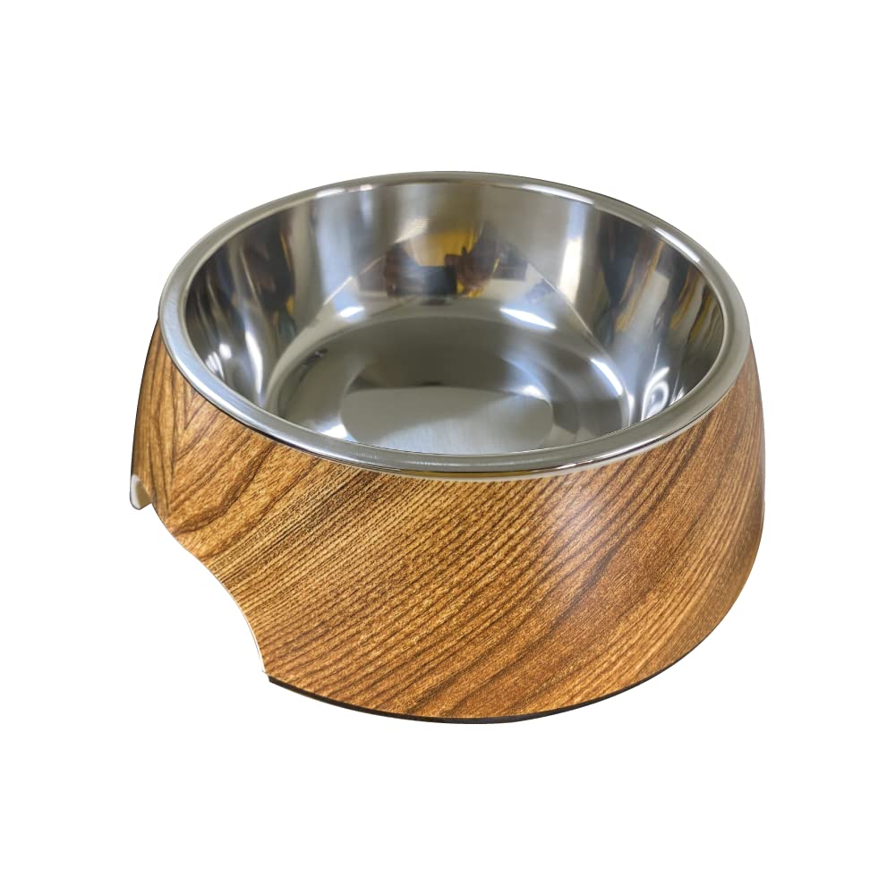 Nutrapet Applique Melamine Round Bowl Dk Wooden Medium