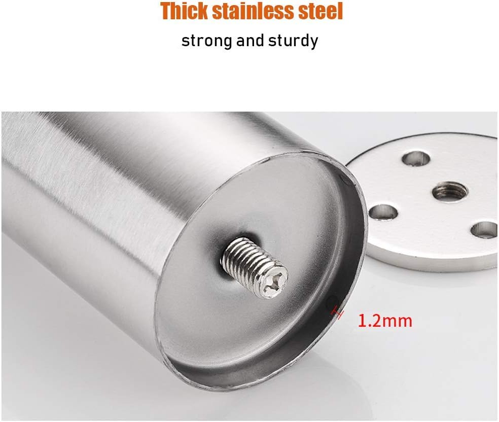 Furniture Feet Adjustable Furniture Legs Metal Table Legs Bed Legs Cabinet Legs for Bathroom Furniture, Sofa Bed, Bathroom Furniture, Coffee Table (20cm,Silver)