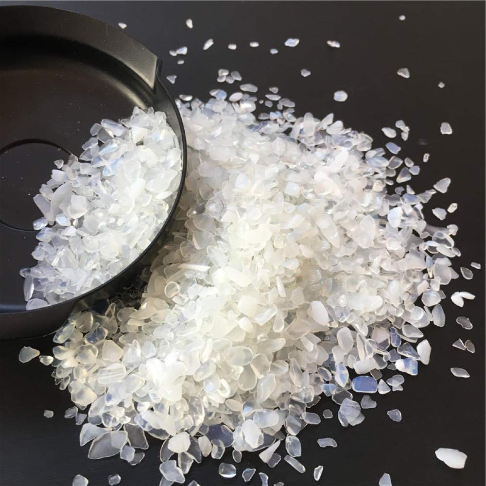 MCWJ 50g / 100g / 1000g Venta al por Mayor 3-5mm Chips de ópalo Blanco Piedras caídas gravas Acuario jardín Maceta pecera piscina-50 Gramos