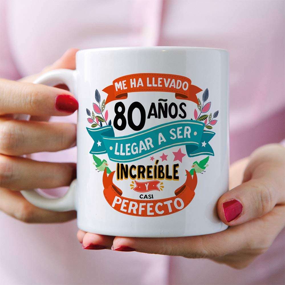 MUGFFINS Taza 80 Cumpleaños - "Me ha llevado 80 años llegar a ser increíble y casi perfecto - Regalos Desayuno Feliz Cumpleaños — view 3