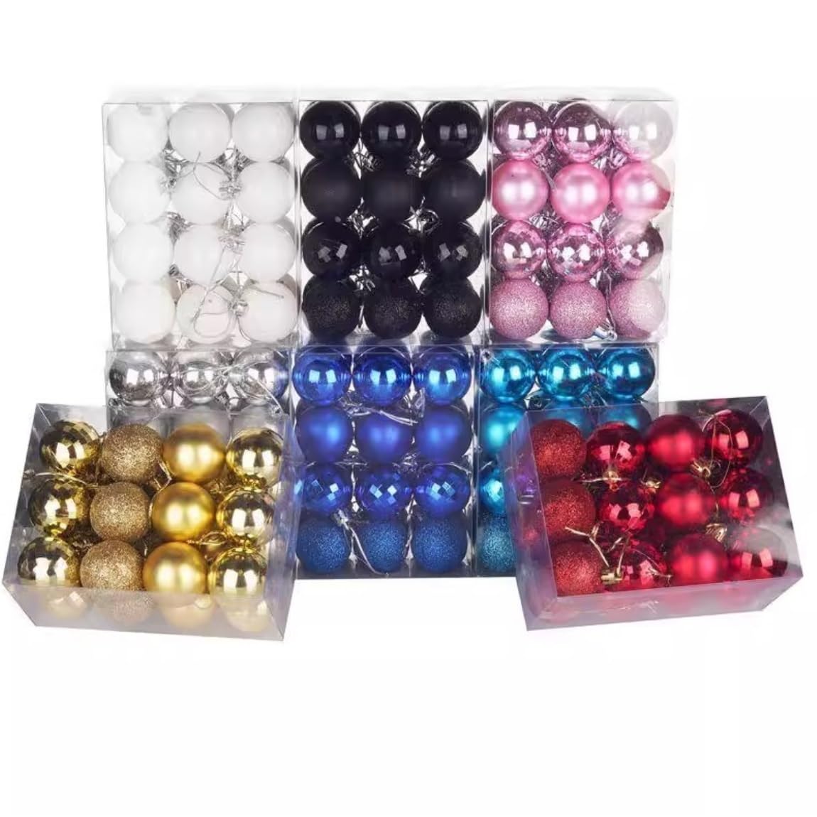 Weihnachtskugel-Dekorationsset, Weihnachtskugel-Ornamente, 24-teilig, Weihnachtskugeln, Weihnachtsschmuck, Weihnachtsbaumschmuck, Hängende Kugeln für Feiertage, Hochzeitsfeiern, Weihnachtskugeln (F
