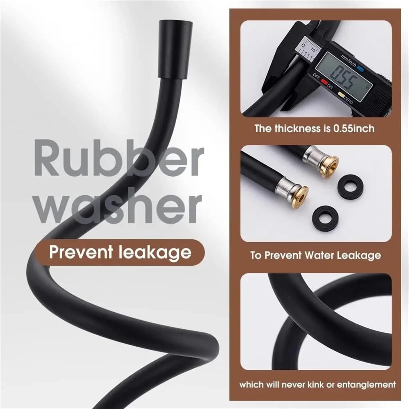 Tubo pvc Manguera de ducha alta presión PVC 1,5/2/3/4M, tubo Flexible dorado for cabezal baño, manguera antibobinado(Black PVC,400cm)