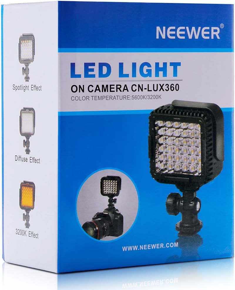 Neewer Ultra Bright Mini LED Video Light - 36 Dimmable High Power LED Panel Video Light Compatible with DJI Ronin-S OSMO Mobile 2 Zhiyun WEEBILL Smooth 4 Gimbal Canon Nikon Sony DSLR Cameras etc