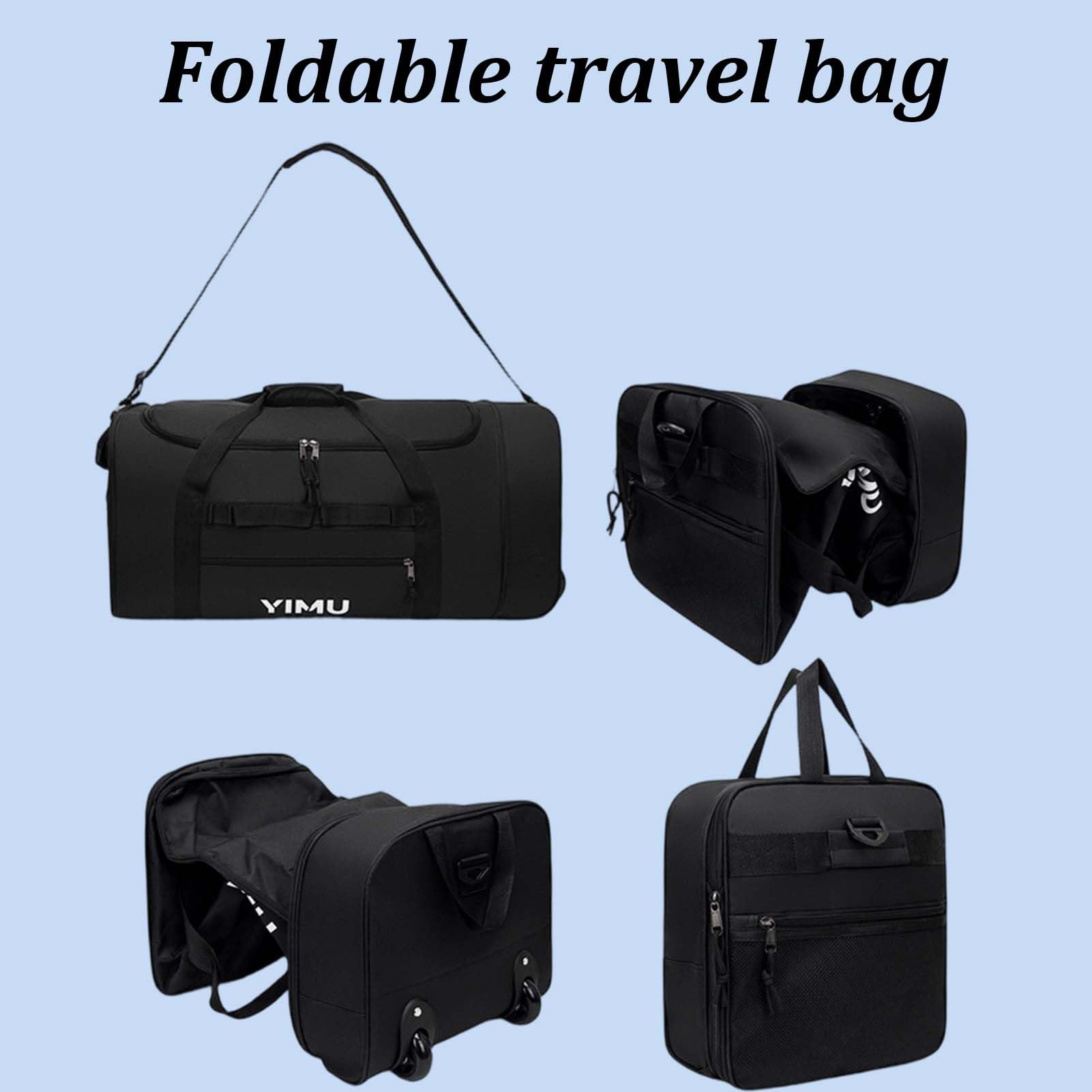 70L Bolsa De Viaje Plegable con Ruedas Bolsa de Deporte Gimnasio para Hombre Mujer Resistente Al Agua Grandes Fin de Semana Viaje Livianas Bolsos Fitness Gym Foldable Wheeled Travel Bag (Verde)