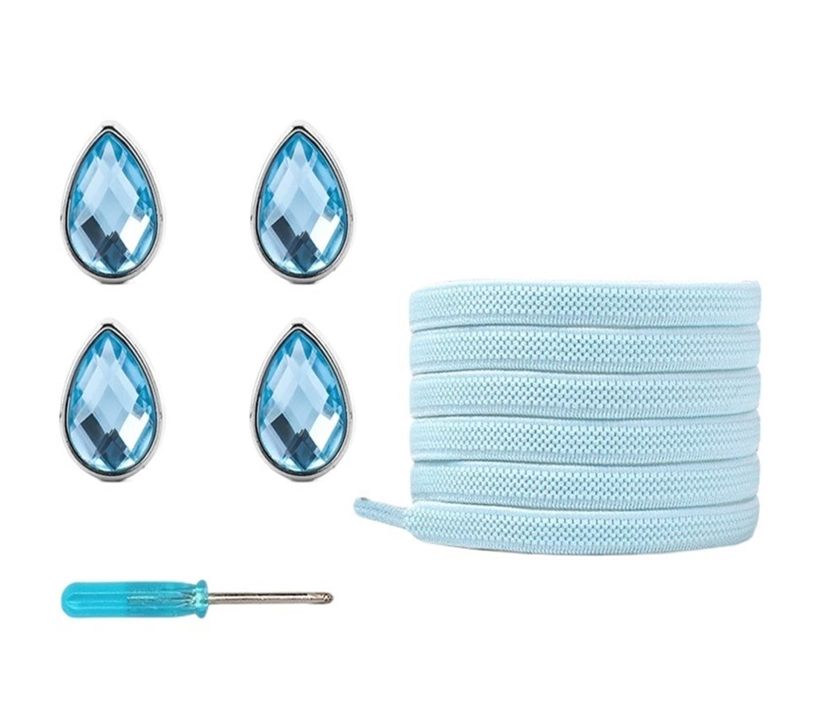 GPDNBIEU Shoelaces, No Tie For Shoes With Colorful Rhinestone Buckles Laces Without Ties(Pink Blue)