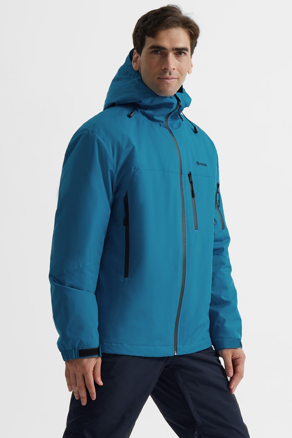 GEMYSE Veste de Ski Homme Chaude Imperméable Coupe-Vent Manteau avec Capuche Idéale pour la Montagne et la Randonnée en Hiver