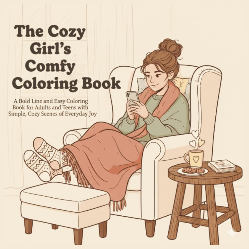 The Cozy Girl's Comfy Coloring Book: A Bold Line and Easy Coloring Book for Adults and Teens with Cozy Scenes of Everyday Joy! | Perfect for Holidays, Travel or Free Time!
