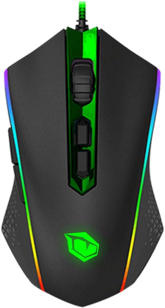 Monster Pusat V6 Gaming Mouse, 7 Programmable Game Buttons, Laser Sensor 10.000 DPI, RGB Backlight 7-Colour LED, with Fibre- Optic Cable and Gold-Plated USB Cable Input