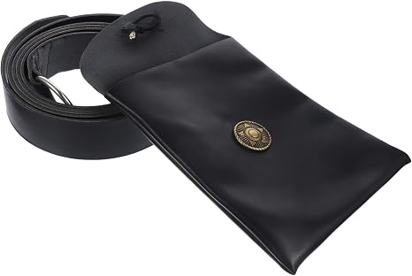 Borsa Medievale In Pelle Scamosciata Nero - Mythrojan - Porta Cintura Cosplay LARP