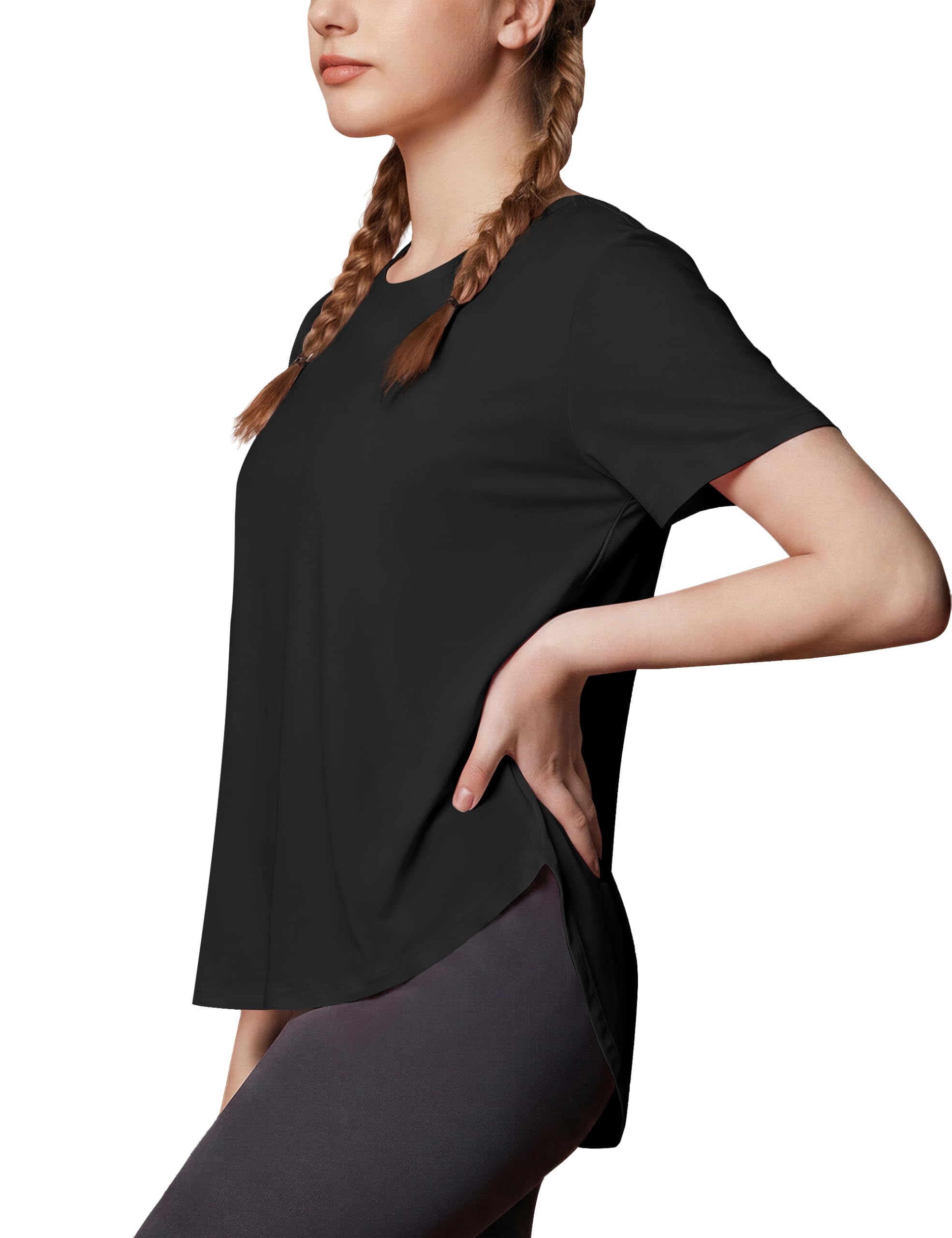 MAGCOMSEN Sportshirt Damen UV Shirt Kurzarm Locker Sport Fitness Laufshirt Wandershirt Yoga UPF 50+ Atmungsaktiv Leicht