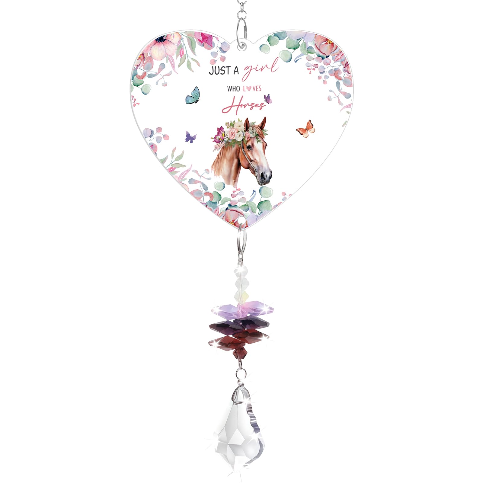 Horse Gifts For Girls Women, Crystal Suncatcher, Horse Stuff, Equestrian Gifts, Just a Girl Who Loves Horses Ornaments, For Horse Lover Christmas Birthday Party Graduation