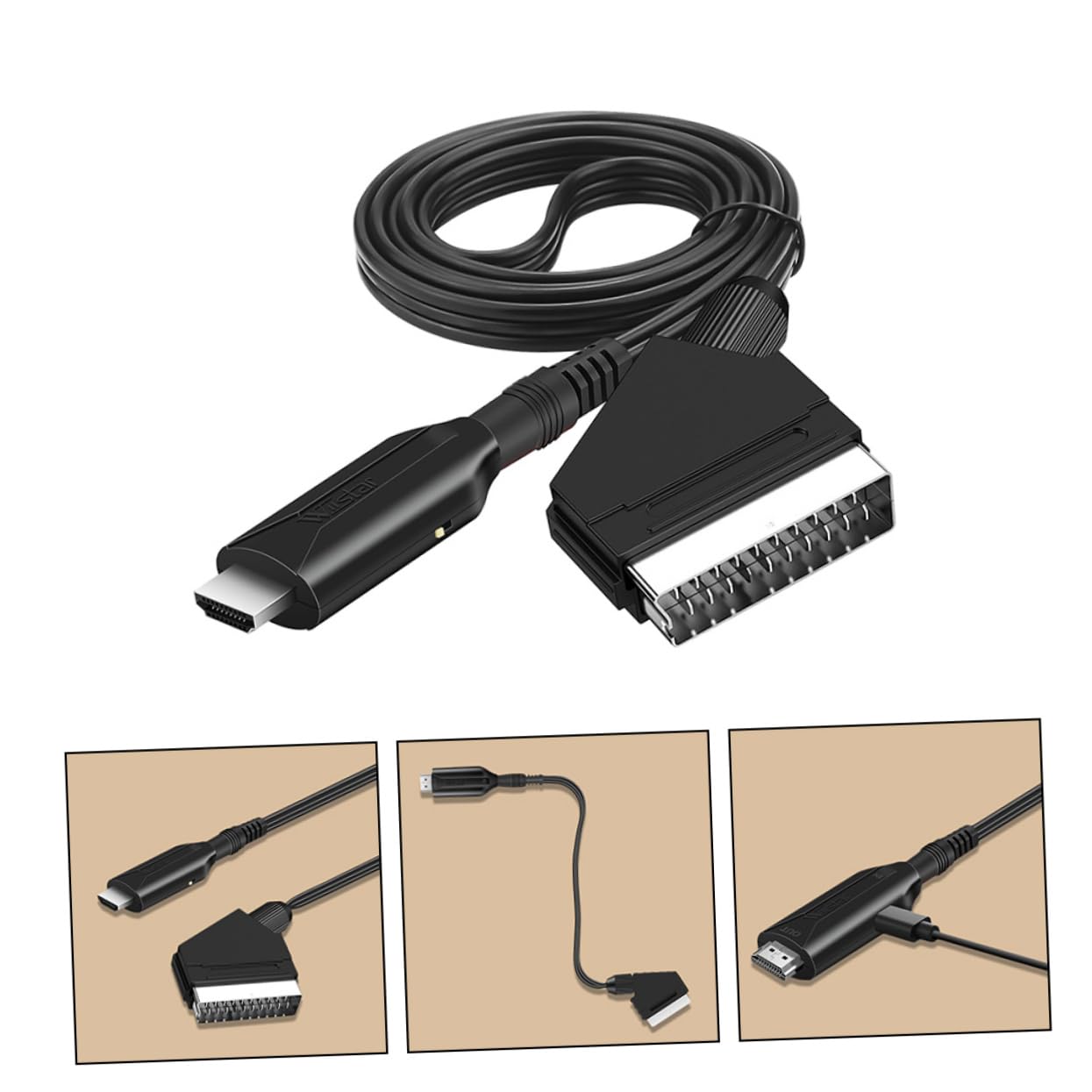 NUOBESTY 3 Piezas Convertidor Scart Adaptador de Audio y Video Soporte para Vga y DVD Instalación