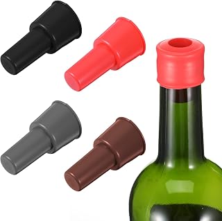4 Pcs Silicone Wine Stoppers Reusable Bottle Stoppers Wine Seal Stopper Glass Bottle Sealer Covers 4 Colors Plug to Keep Fresh Champagne Beer Stopper Home Use