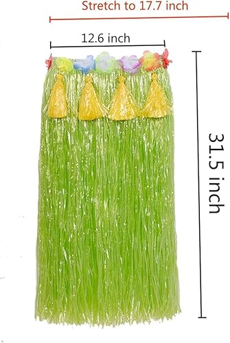 Miniatura 3 de Mistari - Faldas de hierba hula para adultos, faldas hula para mujeres con flores Leis disfraces hawaianos para fiesta Luau, 1 juego