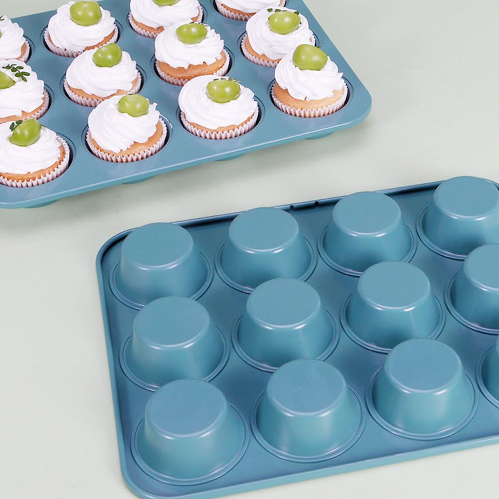 CANDeal 12 Tazza Antiaderente in Acciaio Al Carbonio Cupcake Pan, Muffin Latta Per Mini Dimensioni Cupcakes E Forniture Da Forno