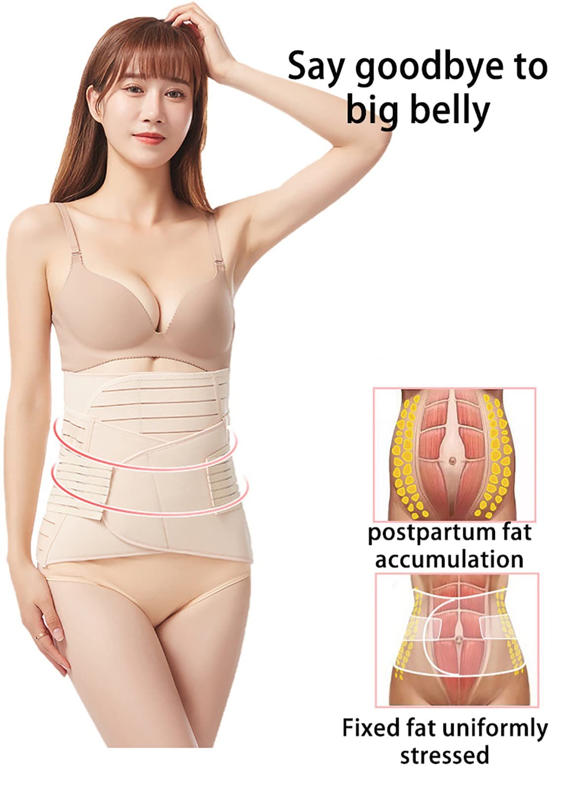 Schwangerschaftsgürtel für die Schwangerschaft, Bauchband nach der Geburt, bequeme Unterstützung für Rücken und Becken nach der Geburt, Body Shaper, Taillentrainer nach dem Kaiserschnitt, Hautton.