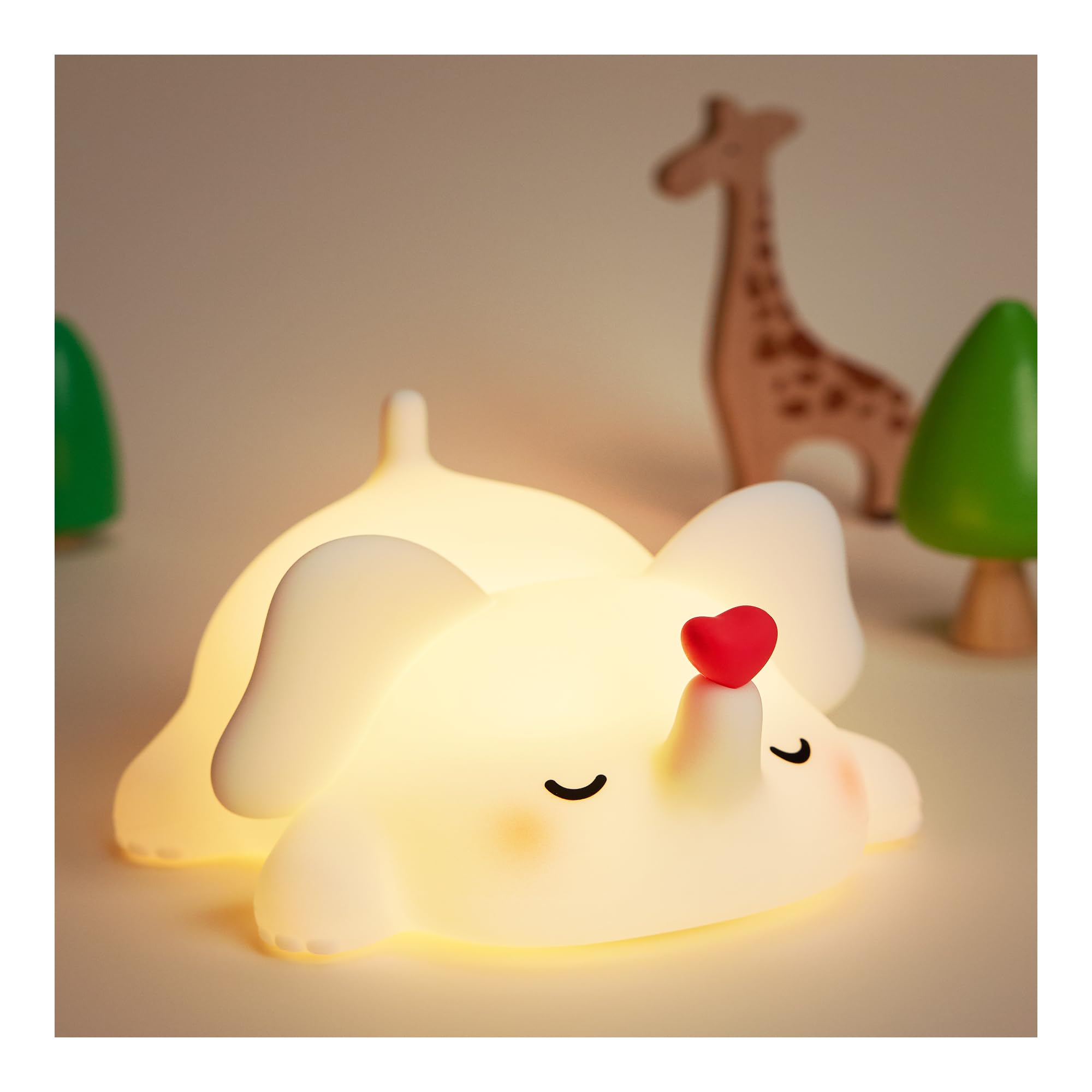 Simpatica luce notturna a forma di elefante, per bambini, a LED, a luminosità calda, per l'allattamento, 3 livelli, dimmerabile, luce notturna morbida per decorazione della stanza, lampada