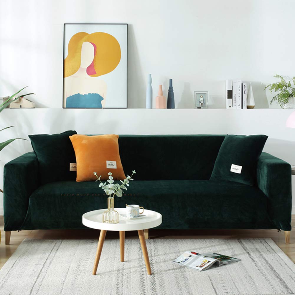 Felpa Cubiertas De Sofá para 1 2 3 4 Cubierta De Sofá,Polvo-Prueba Terciopelo Elástico Soft Couch Cover,Ajuste Fácil Lavable,Cubierta De La Silla Recliner Mueble Protector De Sofá-
