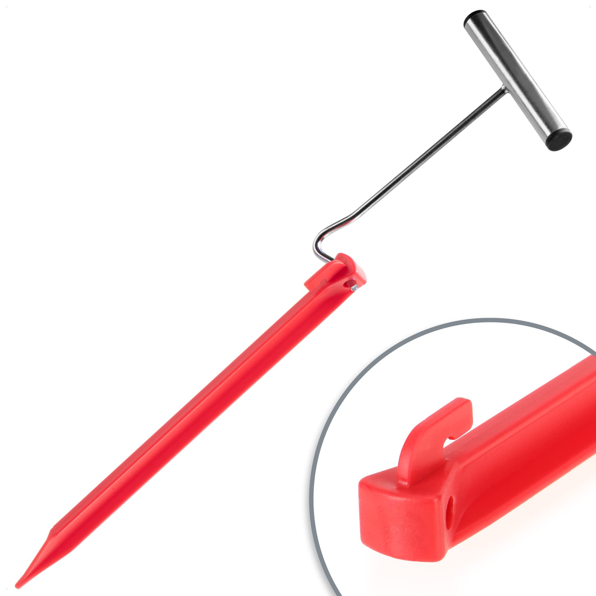 COM-FOUR® 12x picchetti per tenda in plastica - ancoraggi a terra per campeggio, giardino, spiaggia - picchetti con foro per estrattore pioli - ancoraggi a terra rossi - 30 cm