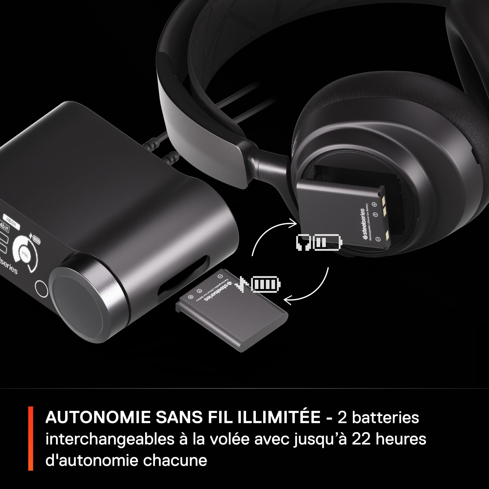 SteelSeries Arctis Nova Pro Wireless X - gaming multi-système- Haut-parleurs magnétiques en néodyme- Réduction de bruit active- Autonomie sans fil illimitée- Mic ClearCast Gen 2- PS5,PC,Switch,Mobile