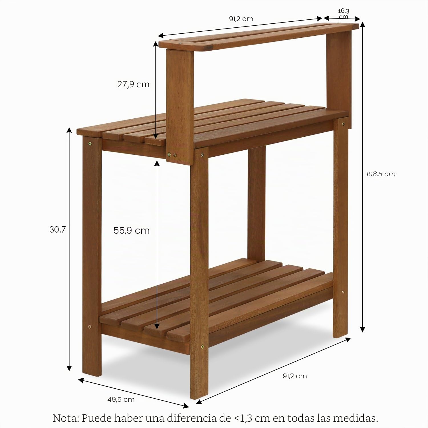 Furinno Tioman Banco para Macetas, Madera, Natural, Talla única
