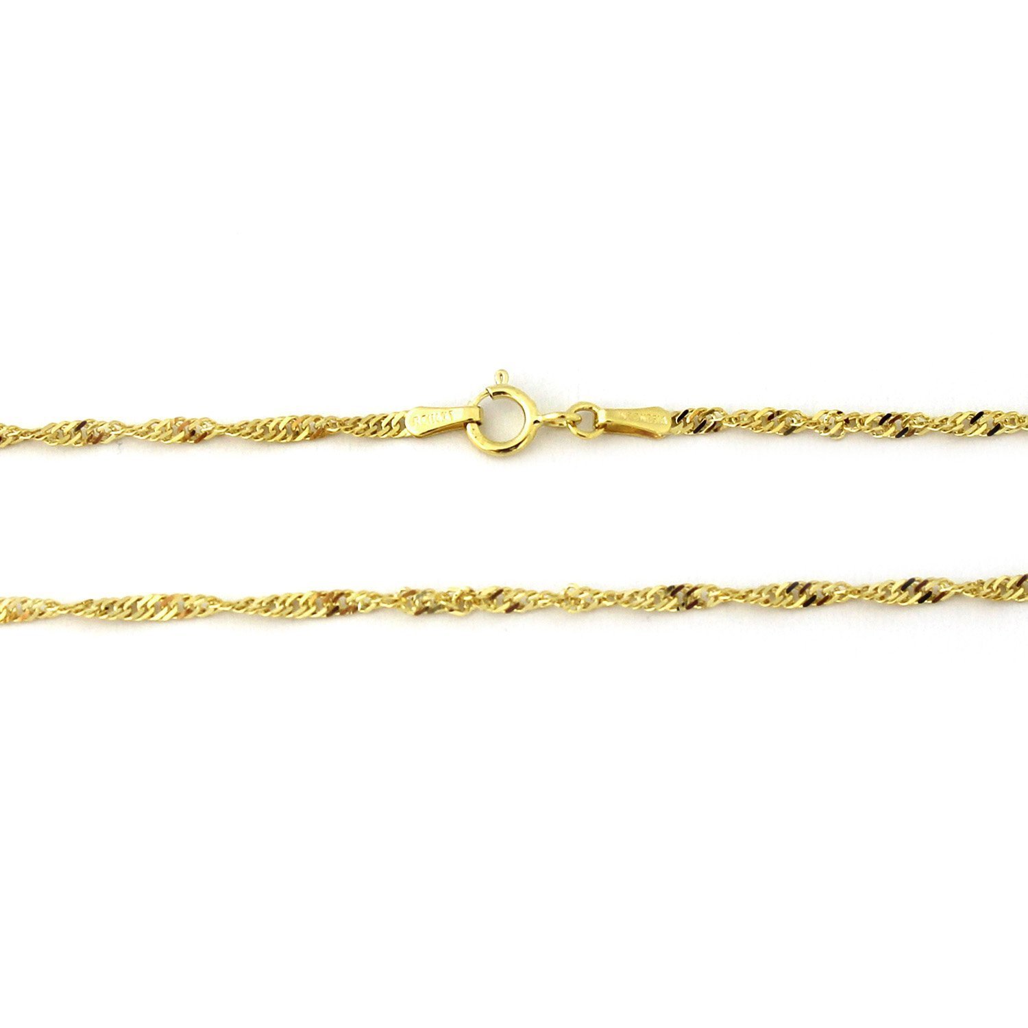 PRINS JEWELS 14 Karat / 585 Gold Singapur Kette Licht Zweiseitig Diamantiert Unisex Länge Wählbar.