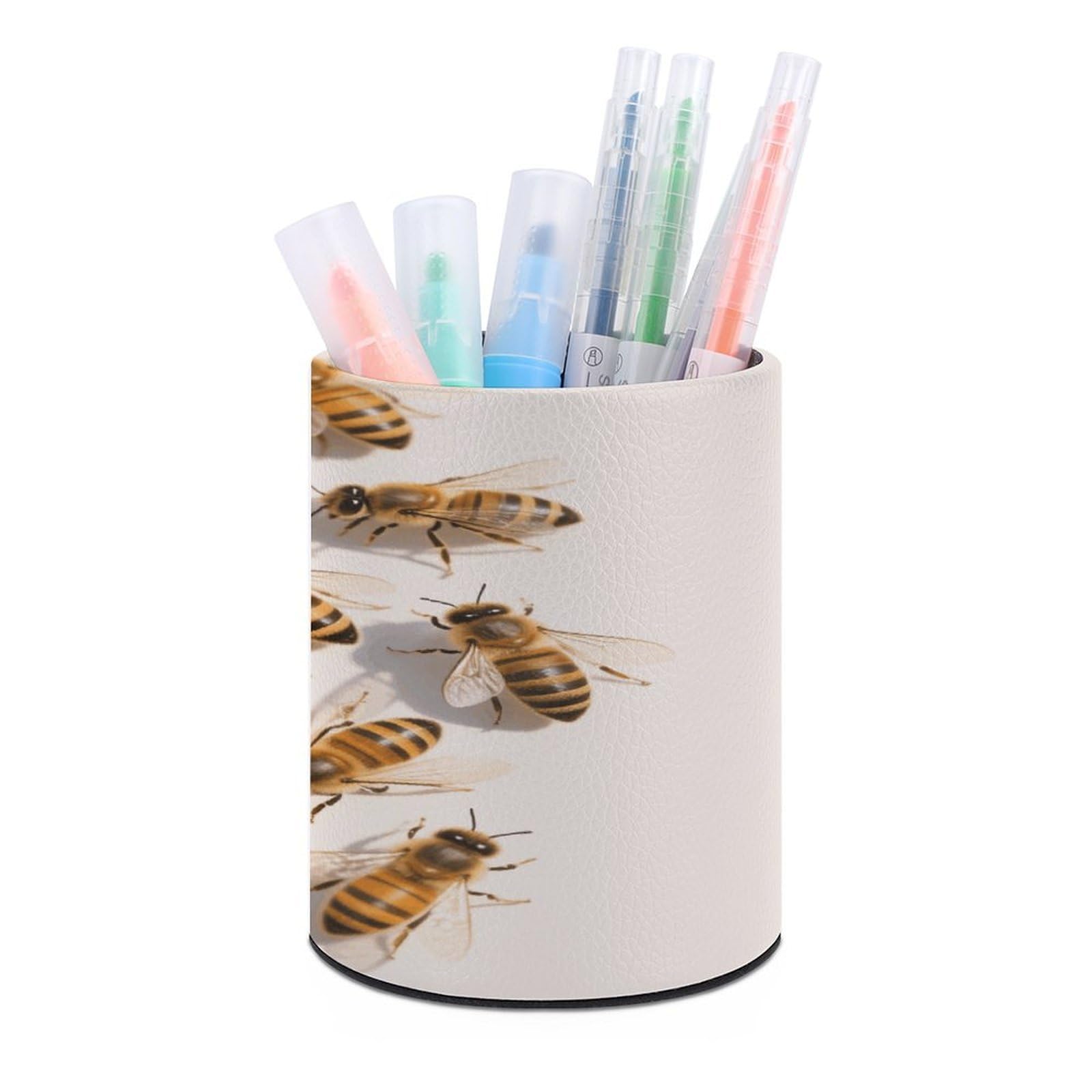 VstaDank Bees Pen Holder for Desk Makeup Brush Holders Stylish Pen Cup Cute Pencil Cup Round Pencil Holder Decor Brush Scissor Holders for Multifunctional Office Supplies