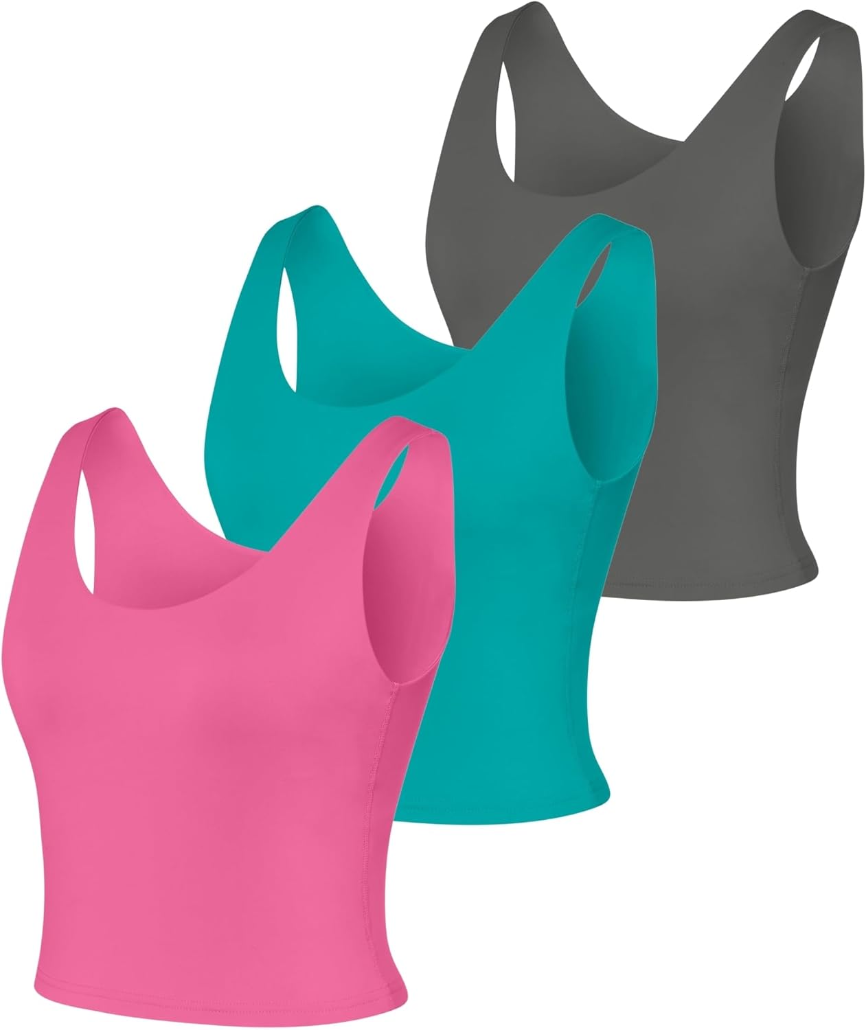 Hanes Womens Tank Pack, 3-Pack, Cooldri Crop Tank Top with Built-in Shelf Bra, Moisture-Wicking
