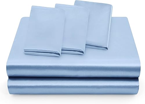 Miniatura 6 de Entisn Juego de sábanas de satén sedoso de 5 piezas, juego de sábanas de satén tamaño Queen, juego de ropa de cama de lujo verde lima, transpirable