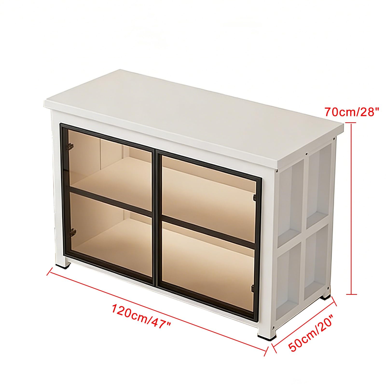 Nowoczesna szafka na akwarium LED 119 cm z drzwiami - wytrzymała pojemność 226 kg do dużych i małych akwariów - stylowy czarno-biały design (50 x 71 cm)