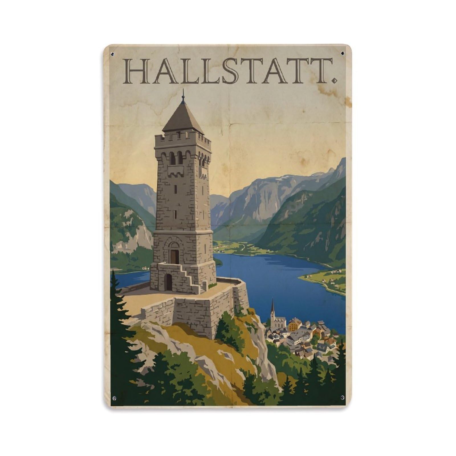 Gead 8X12inch Style Vintage Travel Austria Rudolf Tower Metal Tin Sign