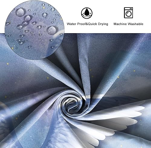 Miniatura 5 de ggaimwf Cortina de ducha de 60 x 72 pulgadas, con alas de ángel gris y blanco, cortina de baño de moda con alas de plumas, cortina de baño de cielo