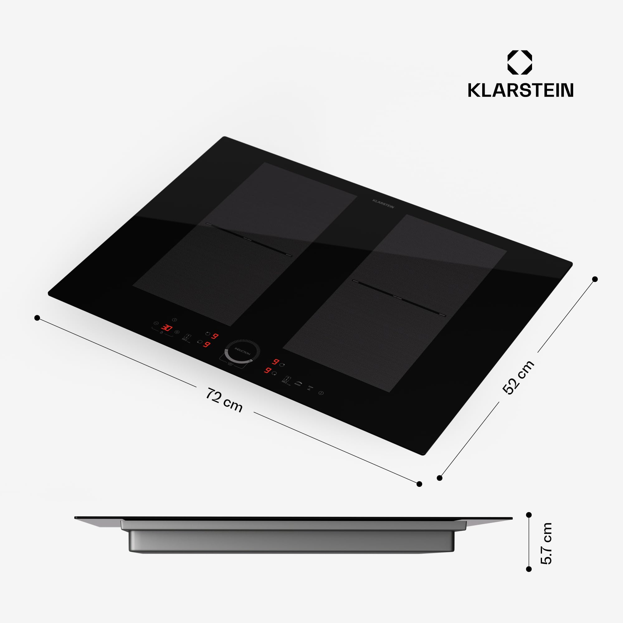 Klarstein induction hob, glass ceramic 7000W induction hob with 4 plates, built-in induction Palte with touch display and timer with overheating protection — view 7