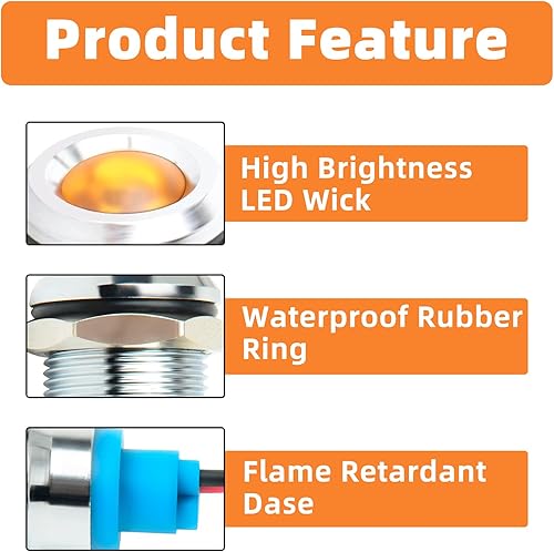 Miniatura 3 de GASHER Luz indicadora de ahorro de energía de 110V24V12V 20mA Tamaño del orificio de montaje 0.472 in (12 pulgada) Verde, Amarillo, Rojo, Azul,