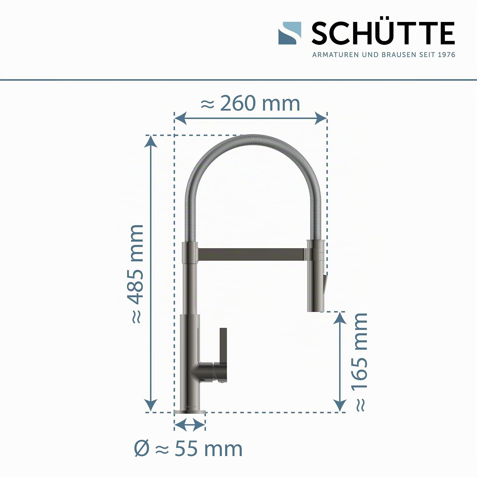 SCHÜTTE Miami 79142 Robinet de cuisine 360° avec douchette magnétique extensible pour évier de cuisine Graphite