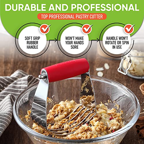 Image of Spring Chef Medium Dough Blender Hand Tool - Durable Pastry Cutter - Red