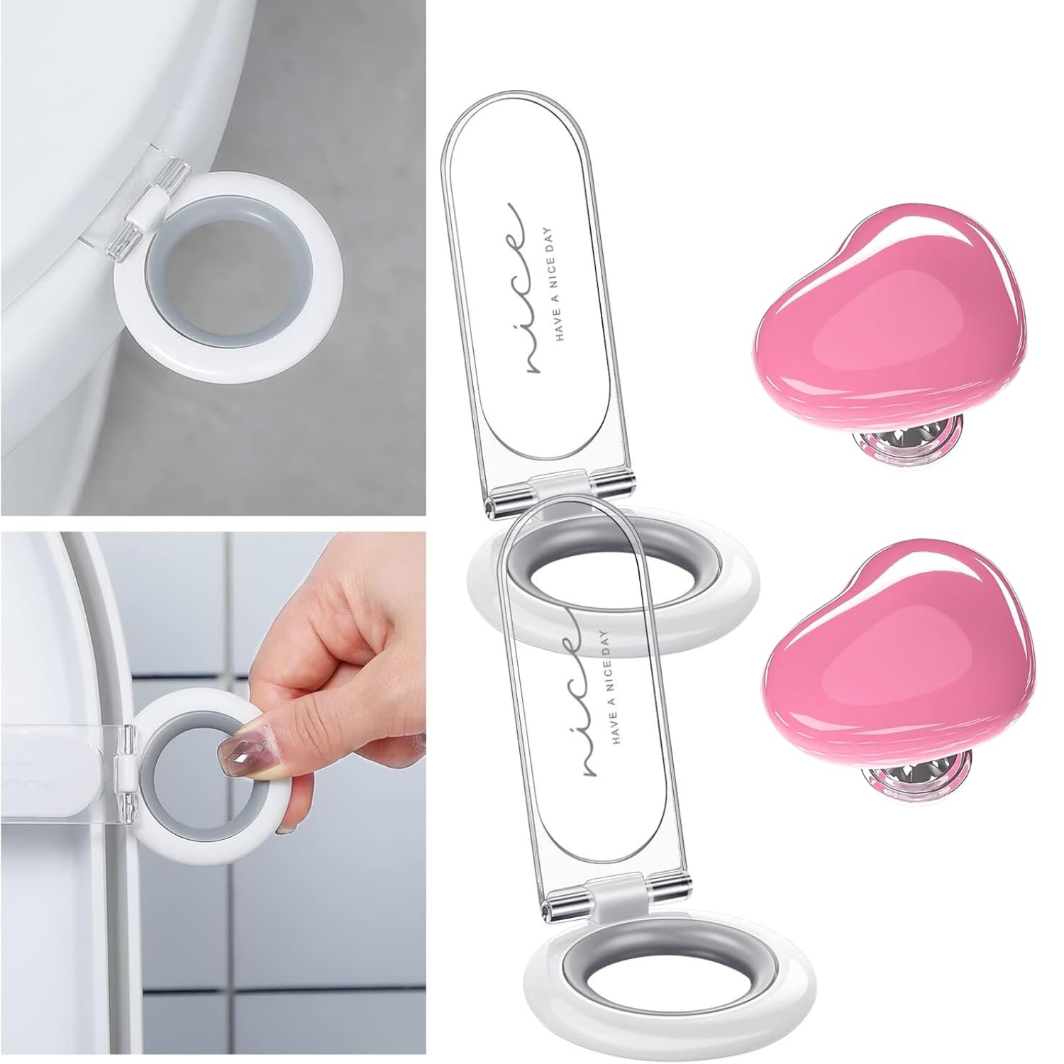 REDTICKET(Pack Of 4) Toilet Seat Lifter Flush Press Button Aid Toilet Seat Lifter Handle Clip With Double Tape Toilet lid lifter Seat Side Holder Toilet Cover Support Lifter Toilet Lid Opener (Sticky) (B0DG8H3TL3) Amazon Price History, Amazon Price Tracker