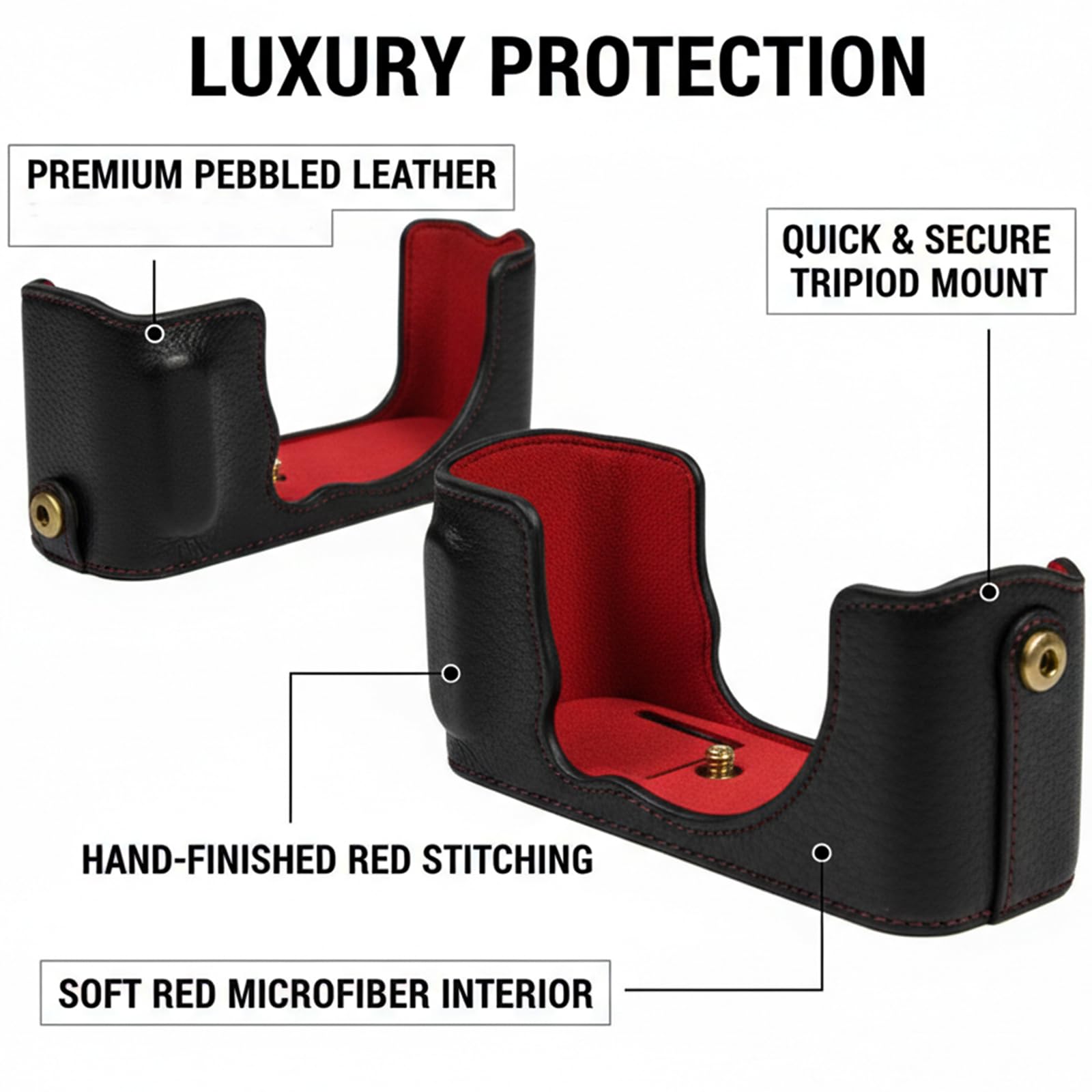 Kameratasche mit Ledersockel, Fotografie-Schutzhülle ist kompatibel mit Fuji X-E4, Leder-Schutzhülle, Halbschale, Advanced Edition, rutschfester Griff, Retro-Design (schwarz)