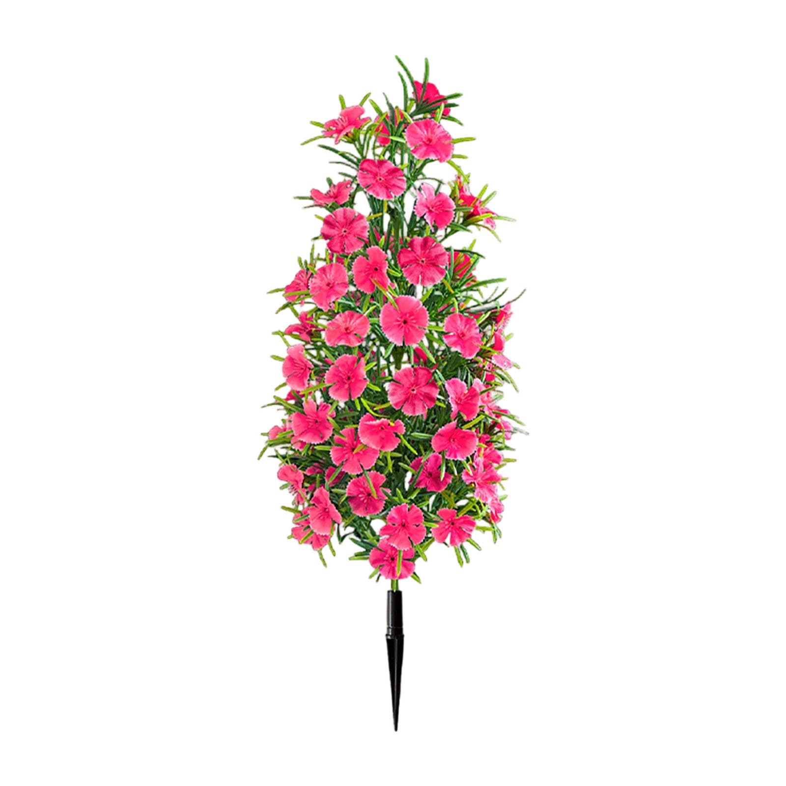 Garden Flower Stake for Outdoor Containers, Artificial Dianthus Accent, 19.68in Patio Border Decor Display Faux Dianthus Bush Stake Artificial Carnation Garden Pick Outdoor Flower Border Container