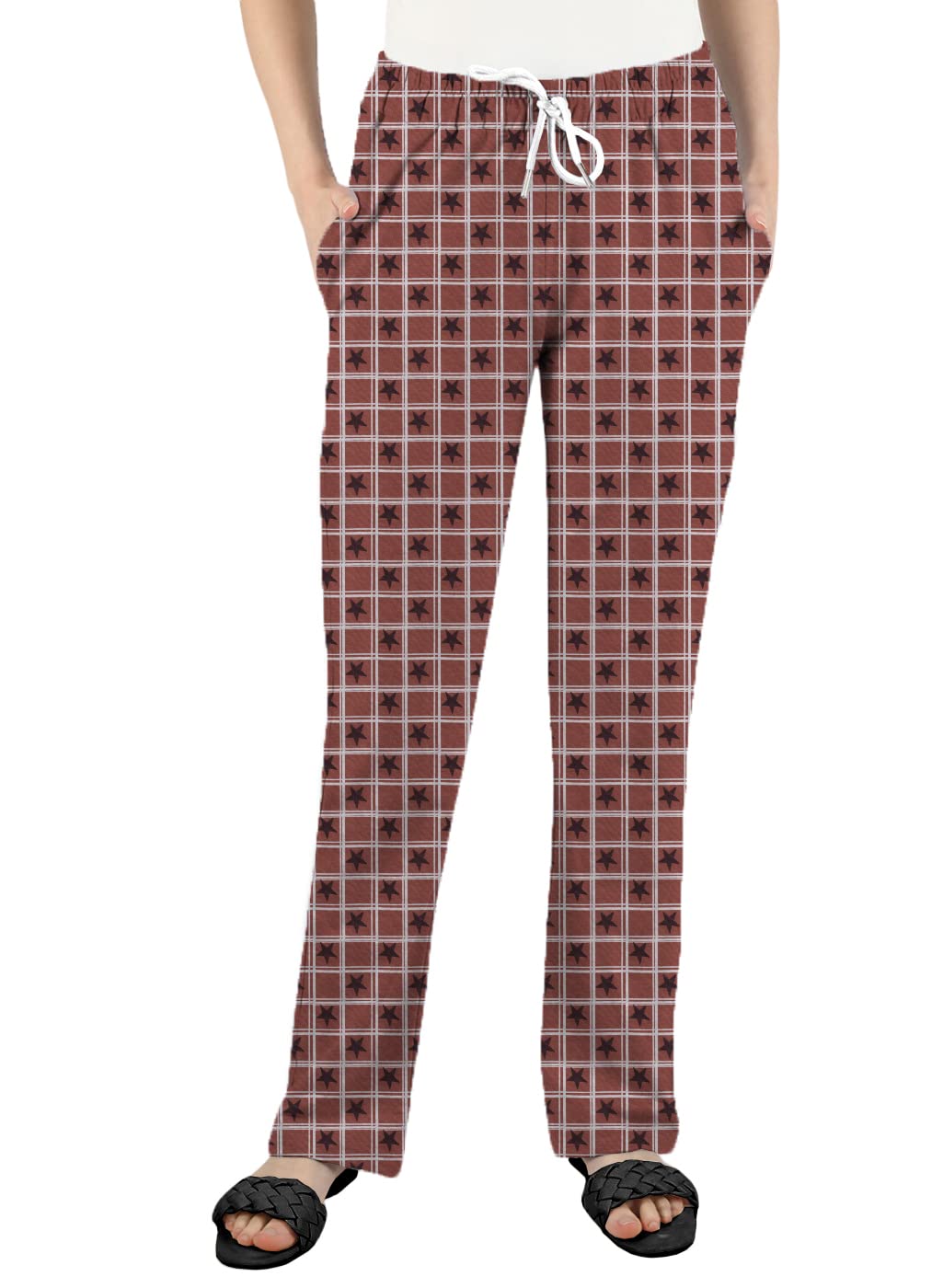 Trusha Dresses Zipper Pocket Parallel, Pant Lower Cotton Printed Pajama, Lounge Wear –Soft Cotton Night Wear/Pajama for Women (3XL, Mustered)