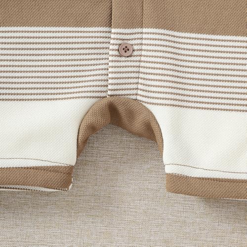 DEFAHN Baby Boy Polo Striped Romper Short Sleeve Solid Bodysuit Jumpsuit Collared Infant One-Piece Outfit4