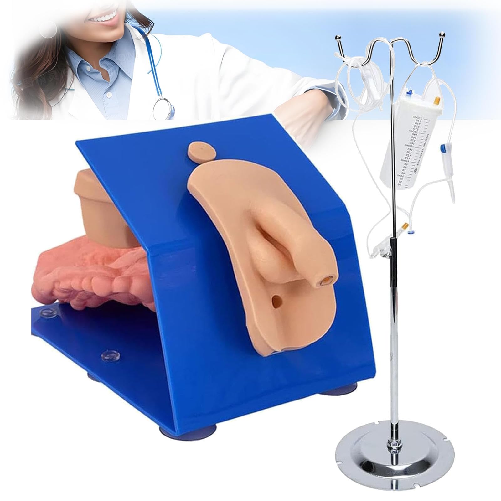 Wadpp Men's Fe Catheterization Enema Manikin Model, Urethral Catheterization Enema Simulator, Wearable Genital Catheterization Manikin For Skills Training Teaching Aids,