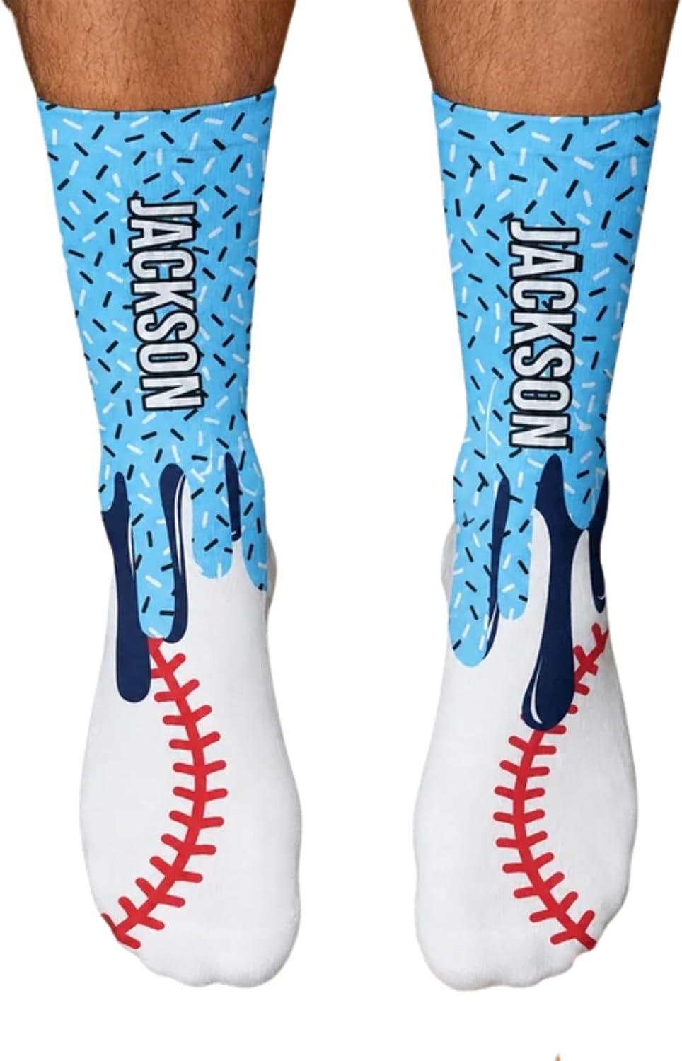 Ice Cream Drip Design For Baseball Softball Hockey Lover Personalized Socks