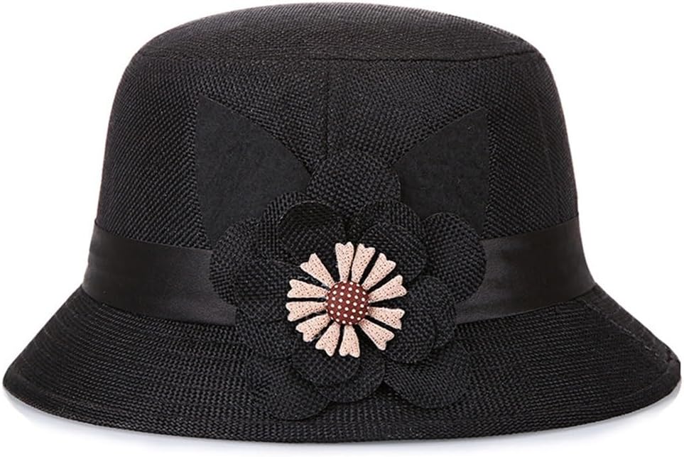 Women's Spring Sun Hat Linen Top Three-Dimensional Flower Pot