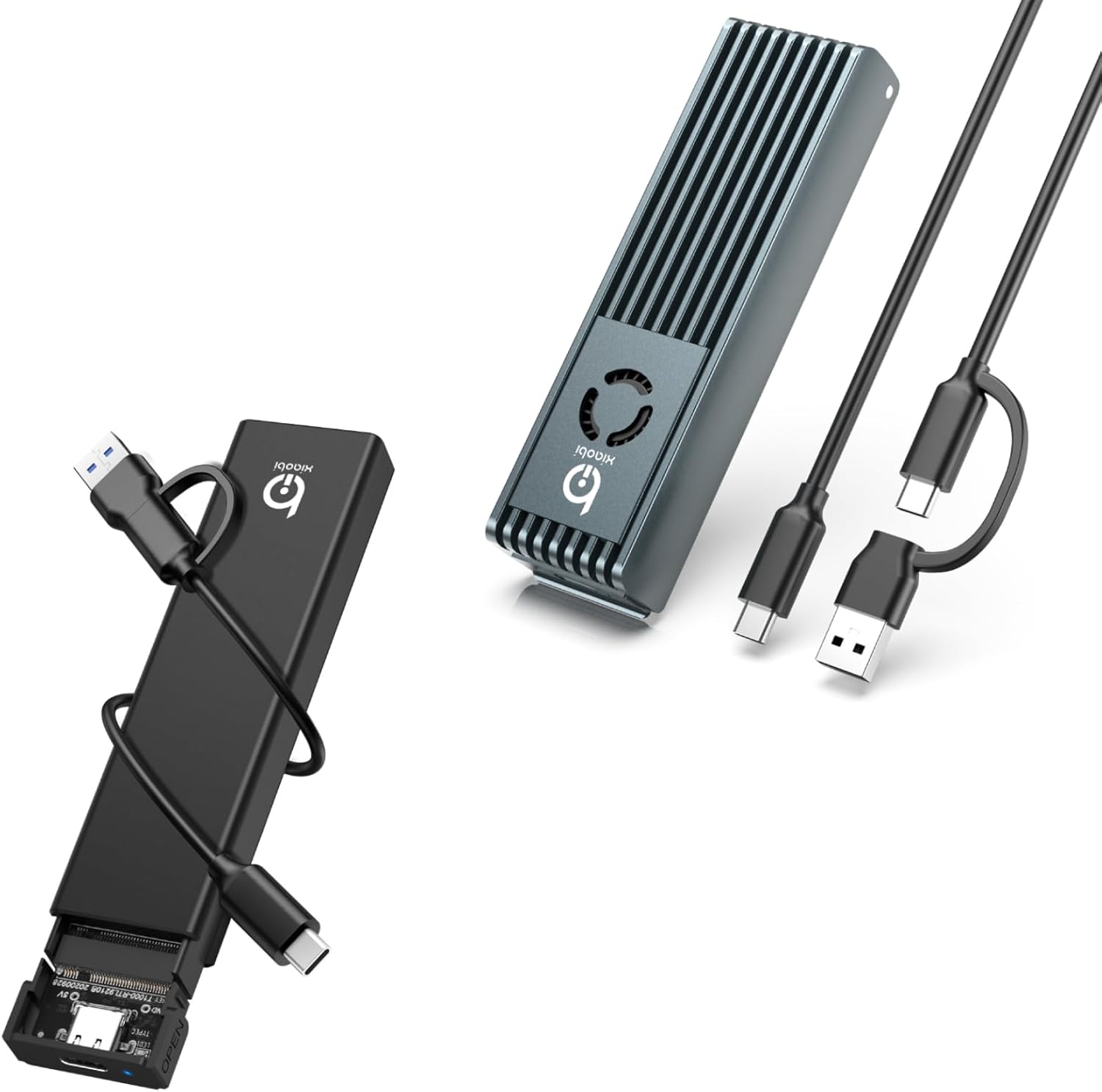 M.2 NVMe SSD Enclosure, Tool-Free Installation and SSD Enclosure with Cooling Fan, Tool-Free Installation,Full Aluminum Alloy, Sandwich Style Design