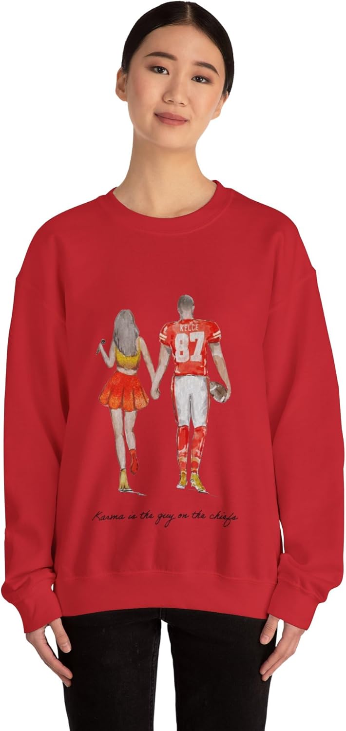 Travis Kelce Taylor Football Sweatshirt Number 87 Karma is the guy on the chiefs